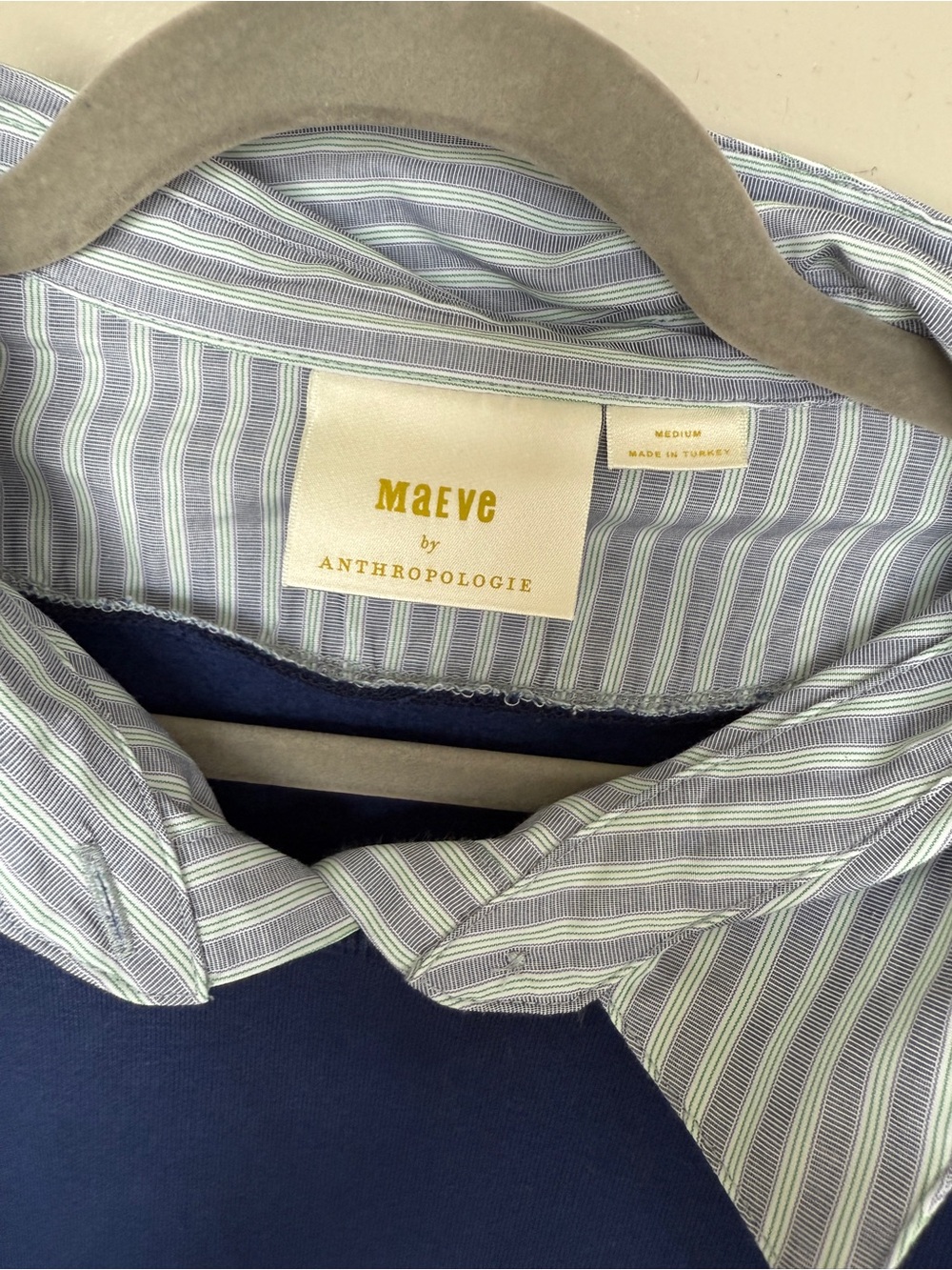 MAEVE ANTHROPOLOGIE Layered Button Down Sweatshirt Pullover Oversized Twofer M - Picture 4 of 9